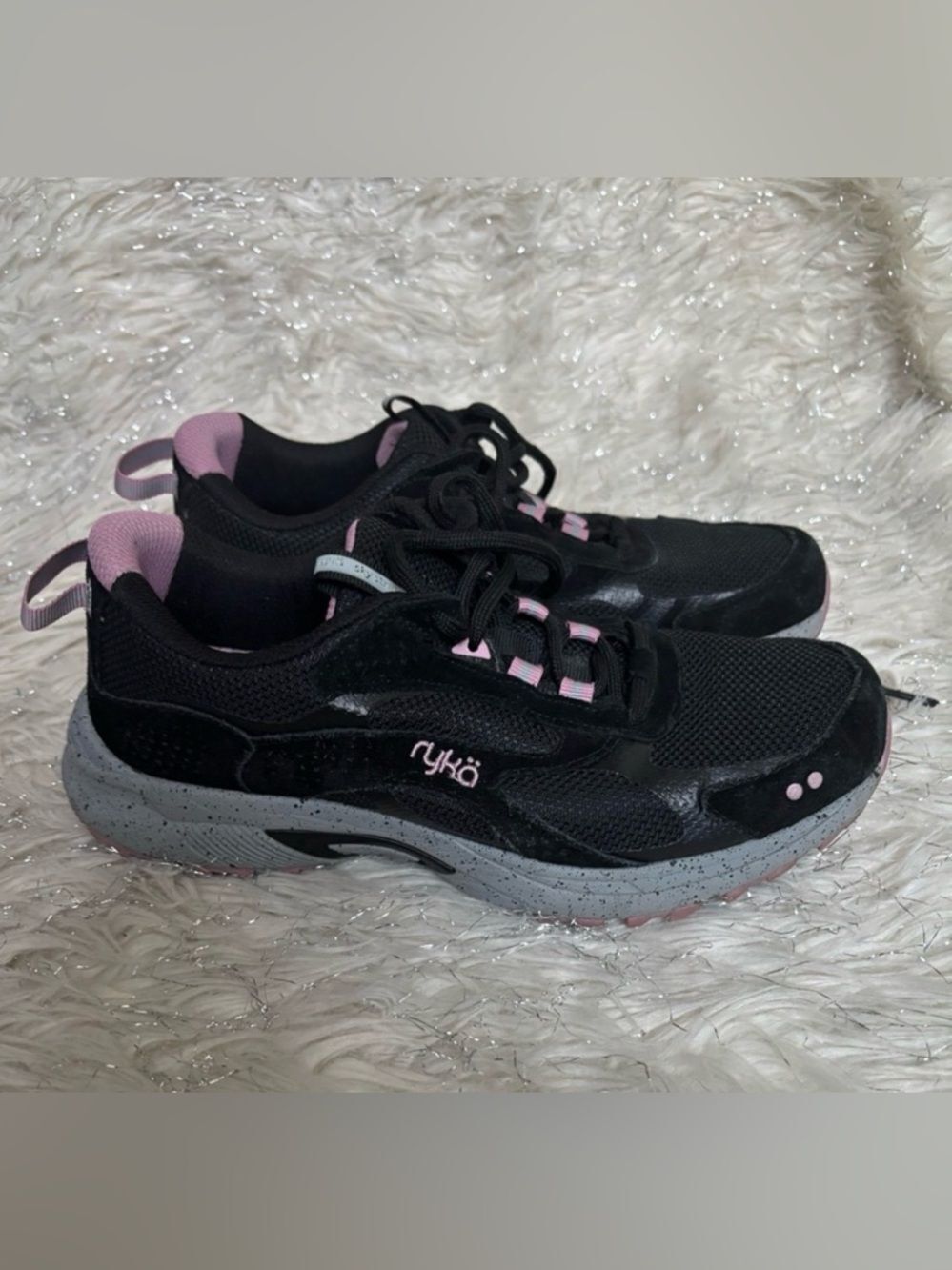 Ryka Sky Stride Women's Black and Pink Athletic Sneakers Size 8M UK5.5 EUR38.5